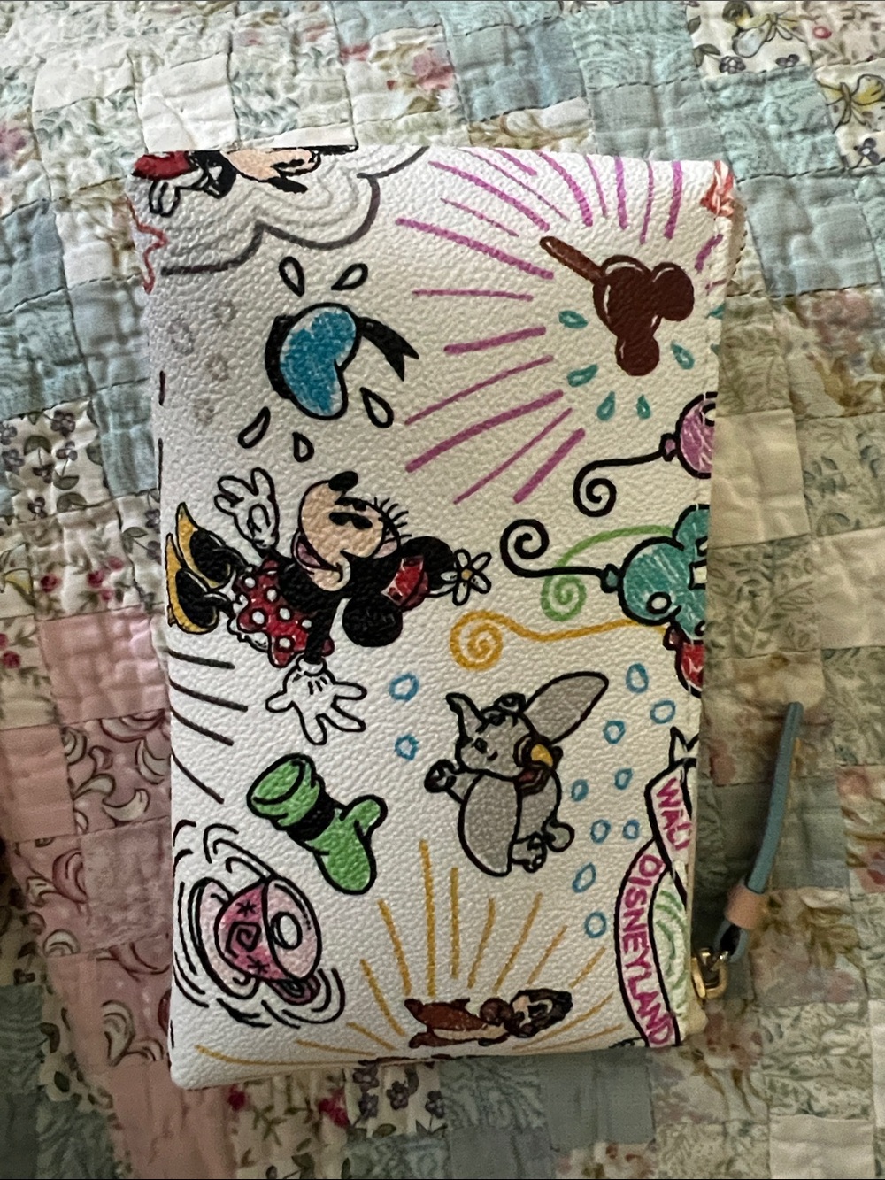Dooney & Bourke White Multicolor Disney Sketch Wristlet - Picture 2 of 4